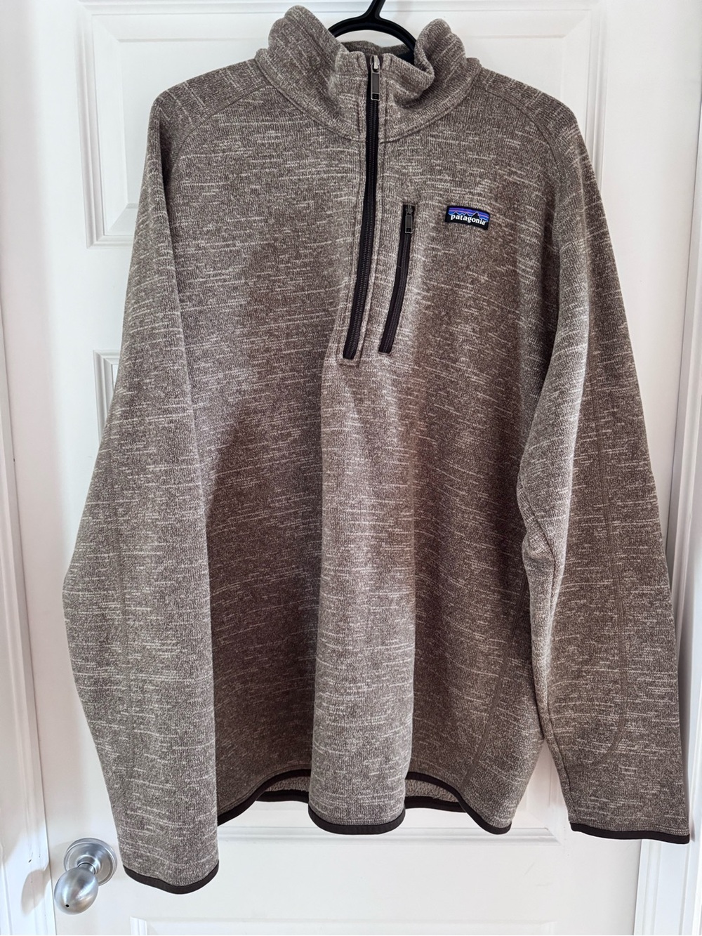 Patagonia Men's Zip-Neck Sweater in Heather Taupe